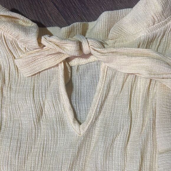 Sweet Wanderer Womens Yellow Textured Stretch Tiered Ruffle A-Line Dress Medium - Picture 9 of 10